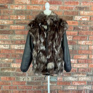 vintage 70s furrocious silver fox fur coat 6 8 S M